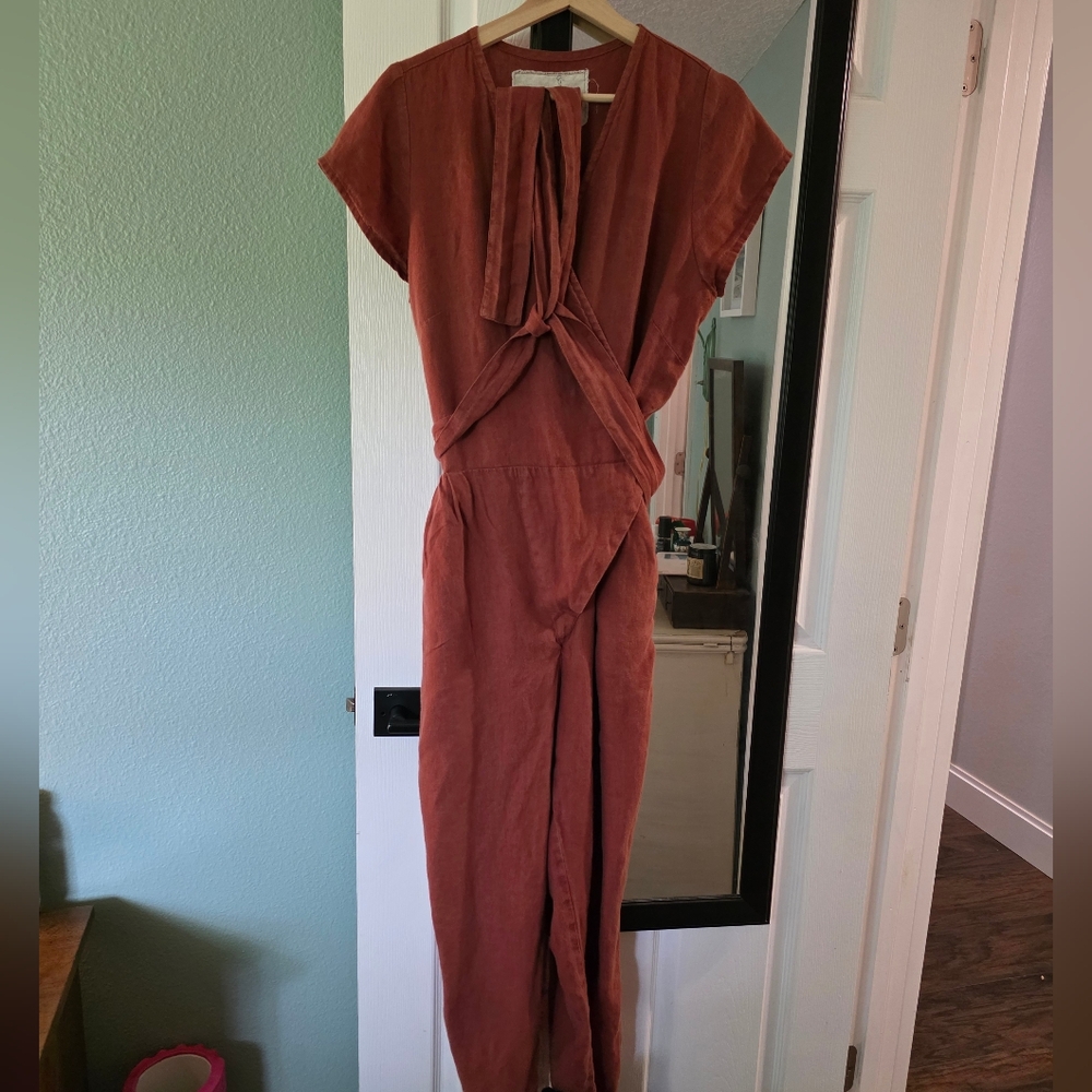 Not Perfect Linen Wrap Jumpsuit
